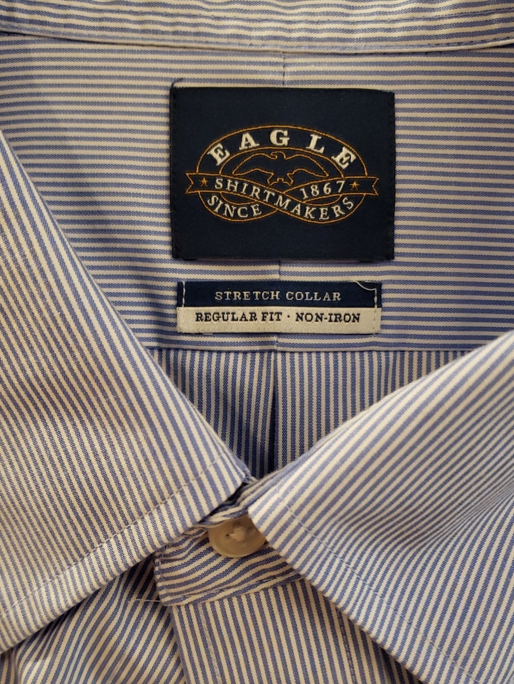 Eagle Men’s Light Blue Pinstripe Dress Shirt - Regular Fit